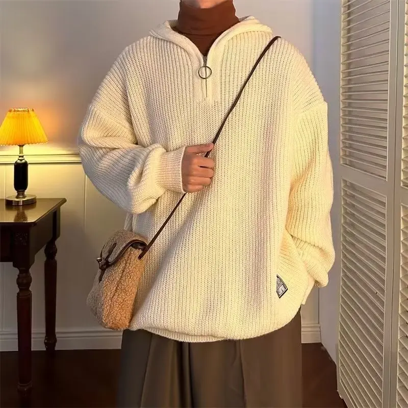 

Loose Fit Hoodie Knitwear Large Size 250 Pou Color Lazy Sle Casual Long Sve Baseball Collar Autumn Winter Men's...