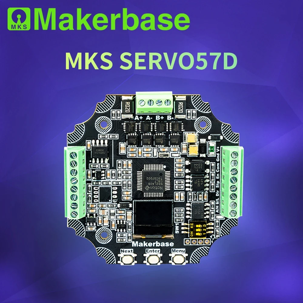 

Makebase MKS SERVO57D PCBA NEMA23 шаговый двигатель с замкнутым контуром, драйвер 3d-принтера с ЧПУ для Gen_L FOC, тихий и эффективный