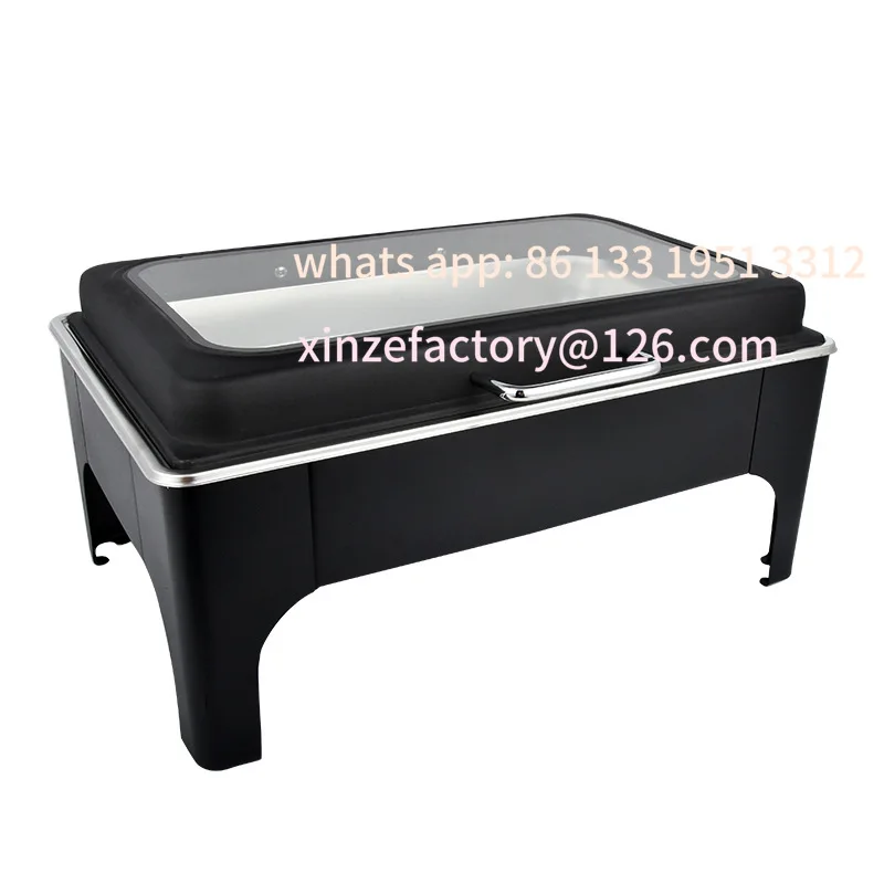 

Large glass stainless steel hydraulic rectangular buffet furnace circular heating insulation hotel restaurant buffet furnace