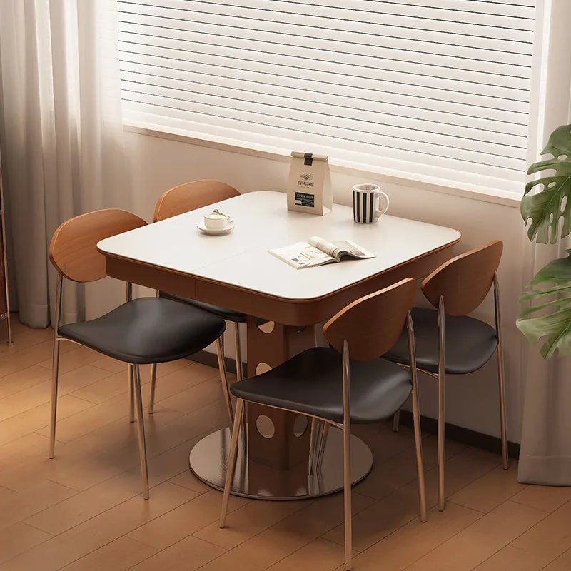 طاولة طعام قابلة للسحب من الخشب الصلب، طاولة قابلة للطي متعددة الوظائف، مكتب شقة صغير منزلي #2