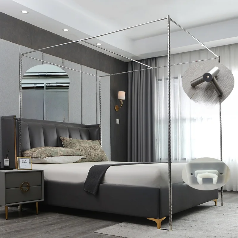 Stainless Steel Mosquito Net Stand Rods Thickened And Strengthened Three Door Opening for 15m 18m Bed Size Household Use
