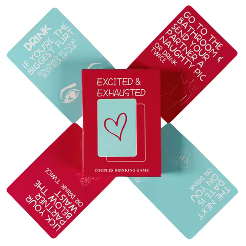 Excited Exhausted Card Game Best Couples Drinking Games 50x Playing Cards Deck For Party Drunk Cards