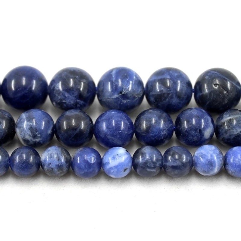 2024 New Blue Sodalite 4/6/8/10 MM Wholesale Round Loose Strand Stone Beads For Jewelry Making Bracelets Necklace Accessories