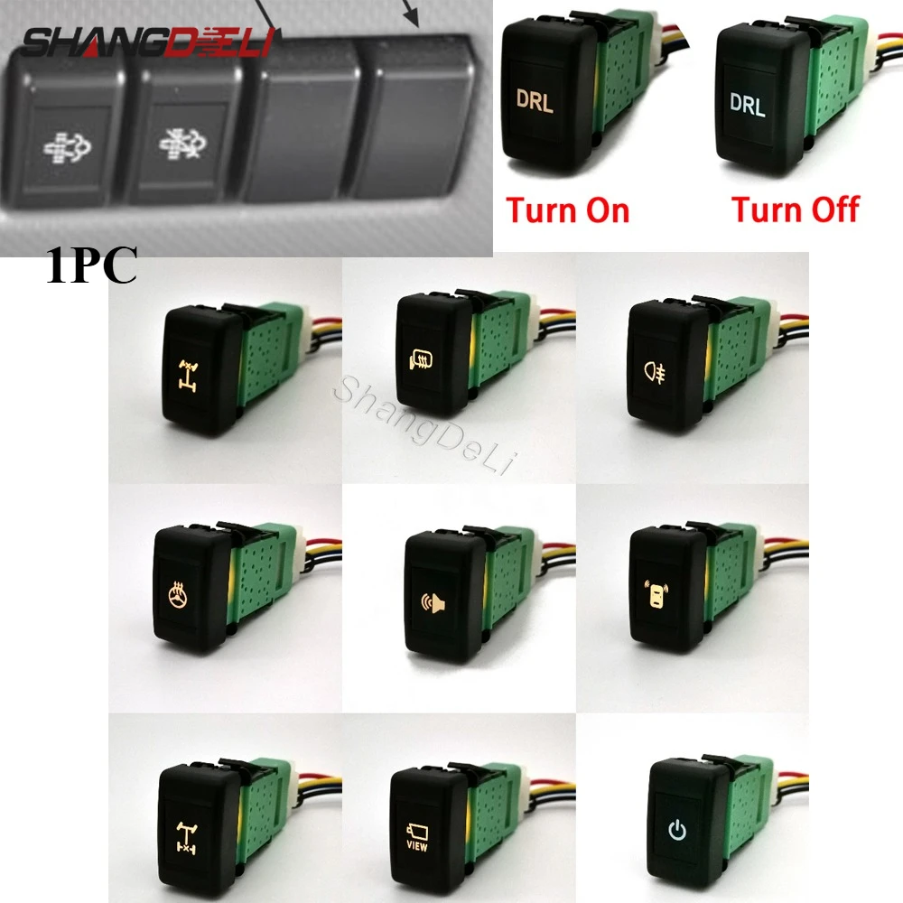 1pc carro laranja led drl luz de nevoeiro garagem ligar/desligar vez ventilador botão interruptor música com fio para isuzu kv100 700p