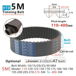 HTD5M Timing Belt - Model 110-5M To 400-5M  High Precision , Wear-Resistant 5M Rubber Synchronous Belt for Industrial Machinery