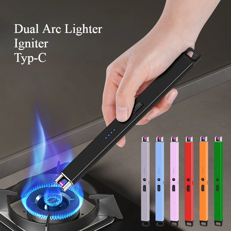 Arc Igniter Long Strip Lighter with LED Power Display, Type-C Rechargeable Portable Survival Tool for Camping Picnic Ignition