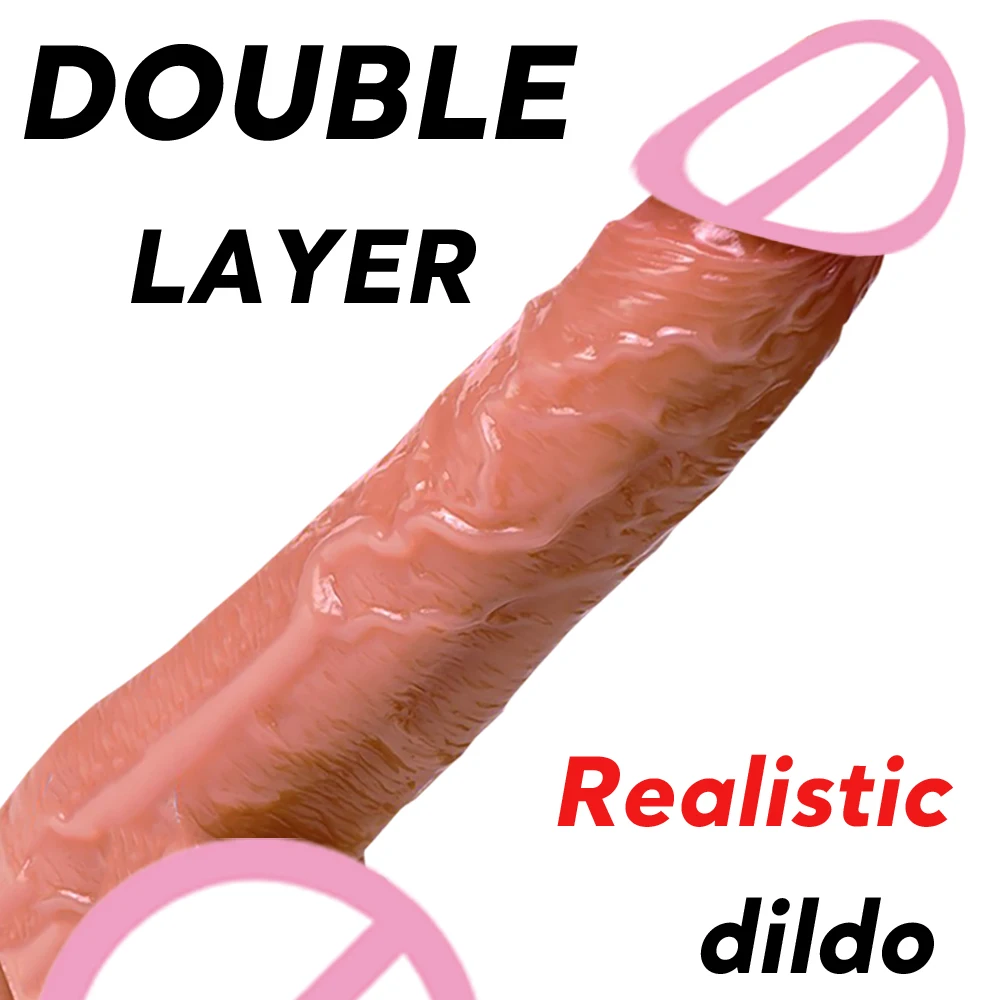 Dildos Realistas de Dupla Camada para Mulheres, Masturbação Anal e Vaginal, Masturbação Anal, Brinquedos Sexuais para Casais Lésbicas, Pênis Artificial para Estimulação do Ponto G