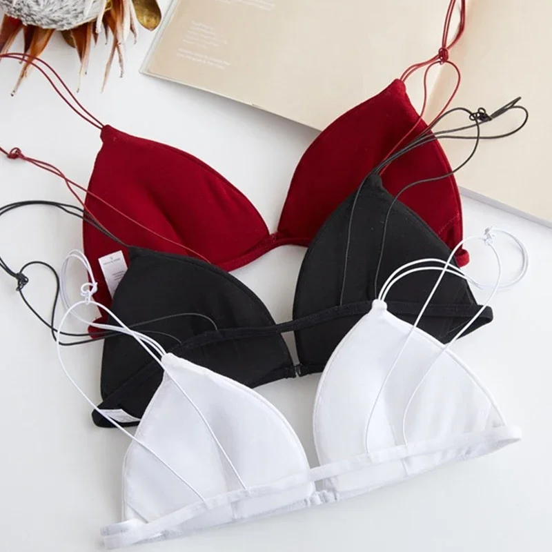 Sexy Front Buckle Seamless Bra for Women Style Bralette Deep V Triangle Cup Bralet Underwear Wireless Lingerie Push Up Bras