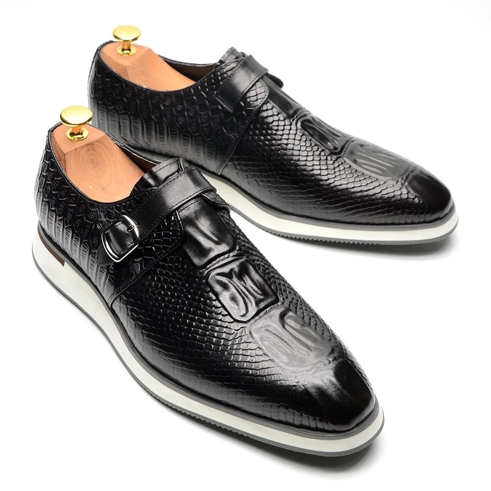 2026 Men\'s Genuine Leather Casual Sneakers Solid Blue/Black Sports Style Breathable Business Social Flat Shoes