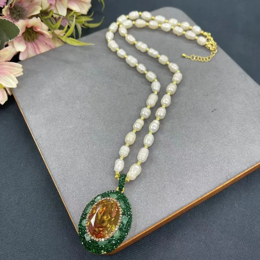 New Sudan Stone Pearl Necklace Set for Women's Luxury Personality Fashion Ladies Banquet Party Wedding Exquisite Jewelry