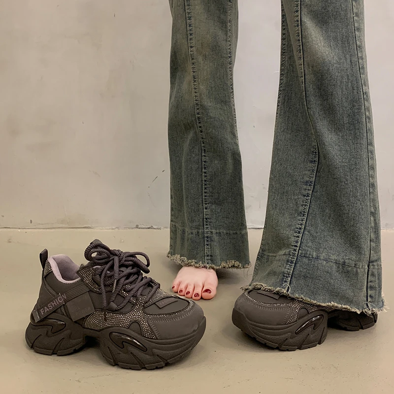 المرأة أحذية رياضية سميكة سوليد تنفس شبكة منصة أحذية رياضية المرأة أزياء من الدانتل حتى سميكة سوليد عارضة المرأة 2026 #3