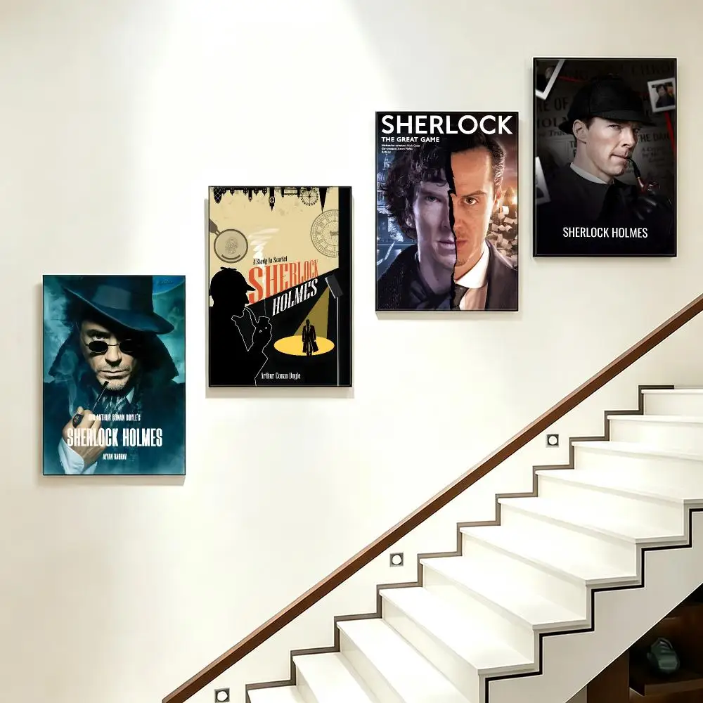 pattern Sherlock Holmes Poster Poster HD  Printing Soothing and Cream Style Home Decor for the Living Room cafes Gift Giving