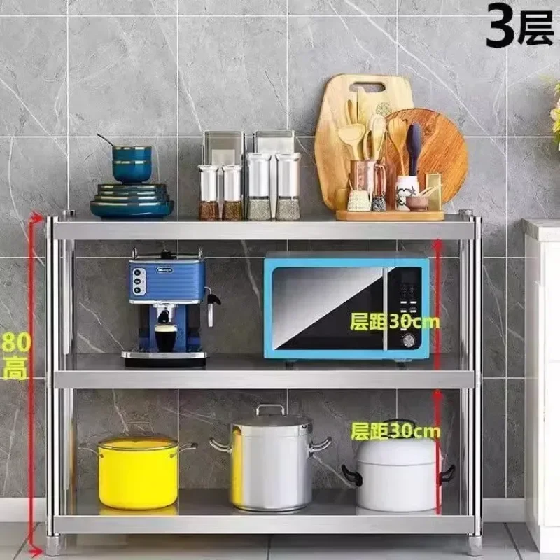 

-Kitchen Stainless Steel Storage Rack, Microwave Oven Rack, 3-layer Storage Rack, Thickened Household Shelf, Multi-layered