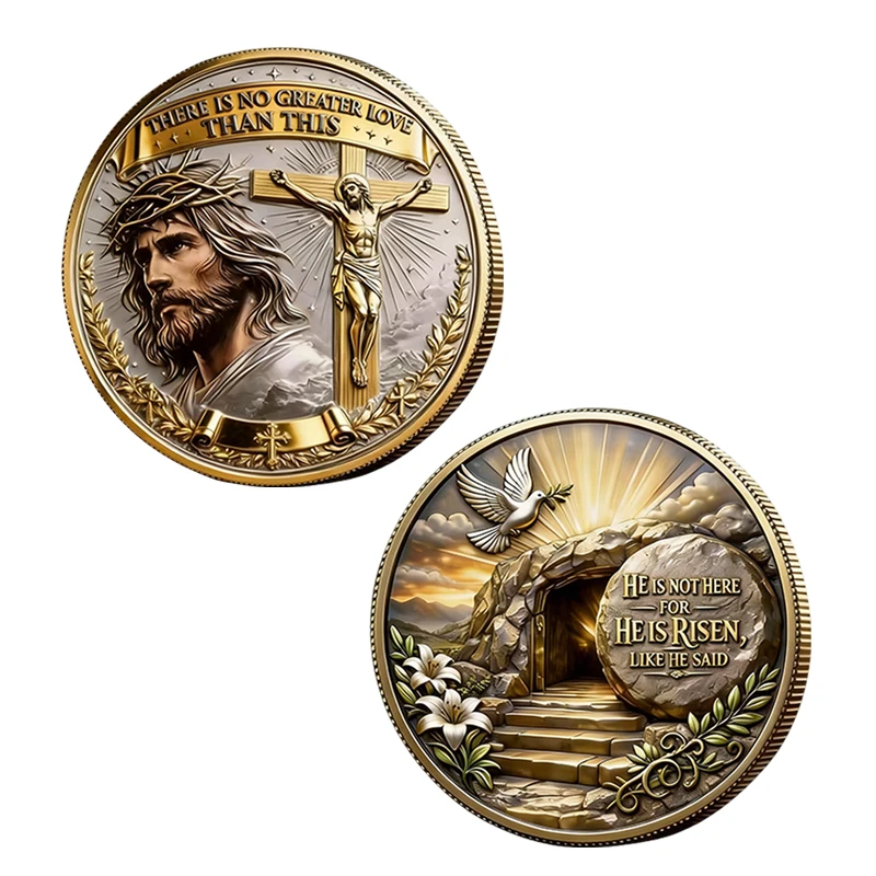Jesus Double-sided Embossed Plated Coin Plating GoldenCommemorative Medal Coins Religion Culture Gifts