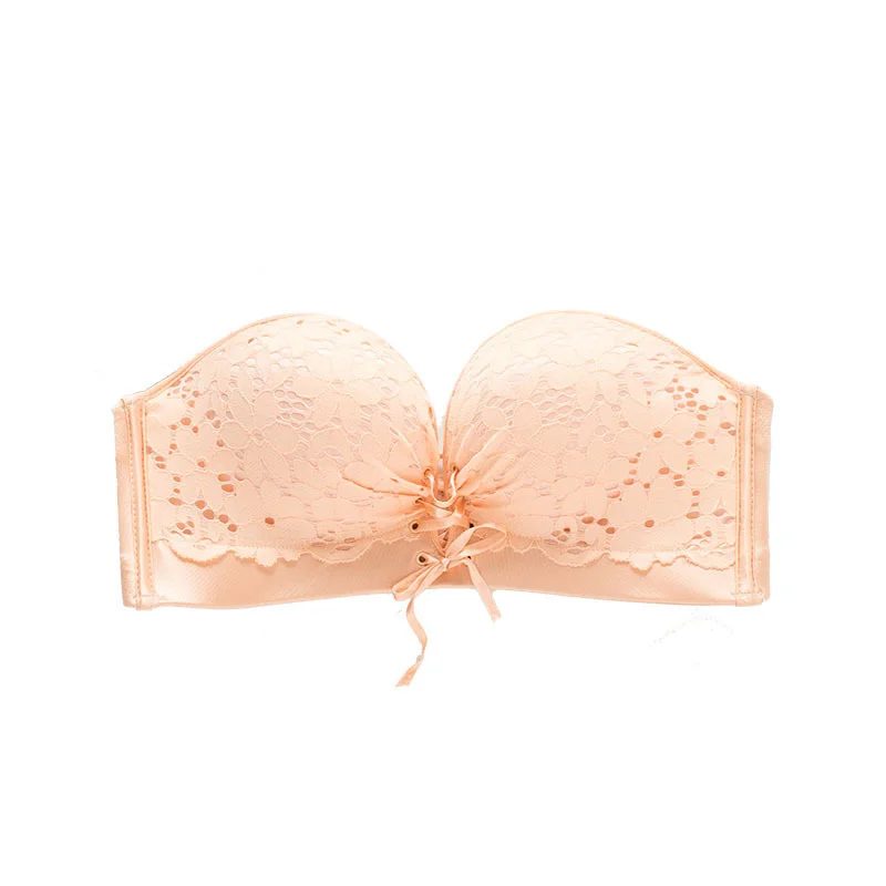Women Bra Wire Free Sexy Push Up Invisible Bras Dress Wedding Dress Invisible Underwear Female Lace Brassiere Strapless B Cup