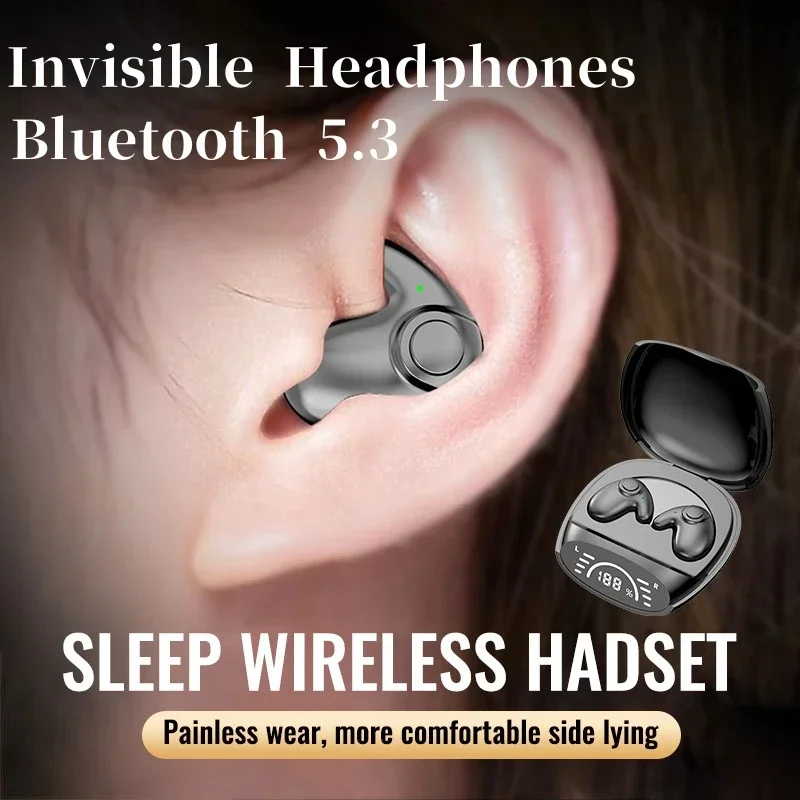 Sleeping Bluetooth 5.3 Headphones Wireless TWS Invisible Earbuds HD Call Stereo Noise Reduction Ultra Long Standby For All Phone