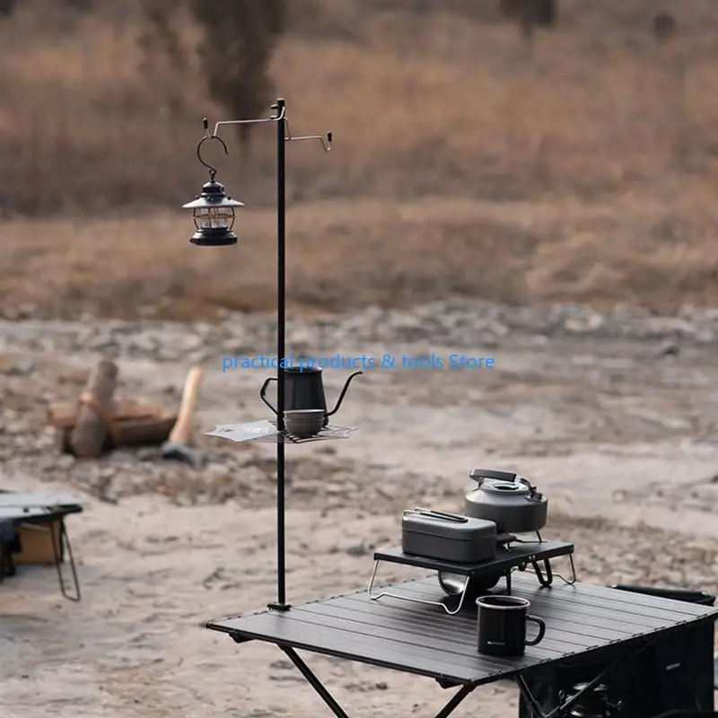 77JB Anti Corrosion Rustproof Lamp Hanging Pole Foldable Portable Lantern Stand