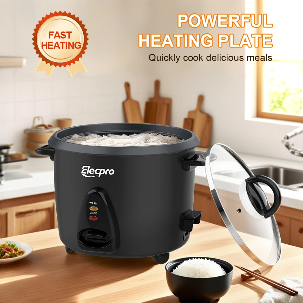 

Автоматическая компактная рисоварка Elecpro 1.4 л, на 6-8 человек, мощность 500 Вт, управление одной кнопкой, антипригарная внутренняя чаша