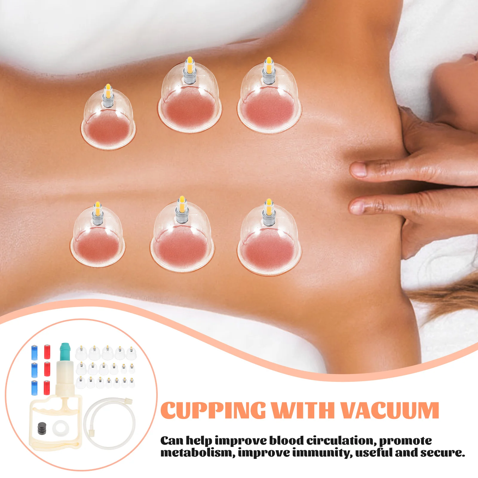 

1 set 1 Set Vacuum Therapy Kit Multi-Function Cups Household Set Cupping Massaging Kit Portable Cupping Device Body Care Tool