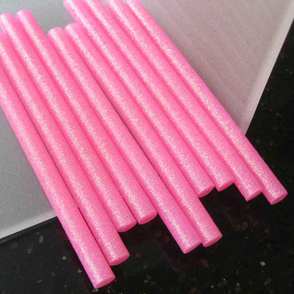 50Pcs Glitter Adhesive Glue Sticks 10 Colors 7x100mm Heat Stable Strong Bonding for Plastic Wood Glass Fabric Melt Glue Sticks