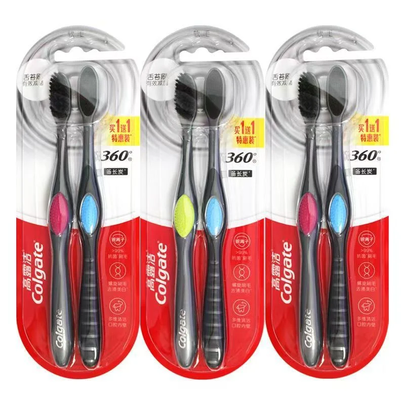 2 uds. de cepillos de dientes suaves Colgate 360 para limpieza bucal completa, limpieza interdental profunda para hombres y mujeres, uso diario en el hogar