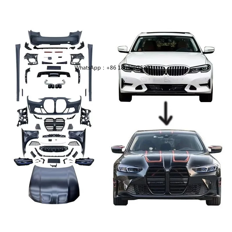Old to New Car Body Parts Update Body Kits Front Rear Bumper Grille Exhaust Pipe Headlights for 3 Series G20 Upgrade to M3 Style