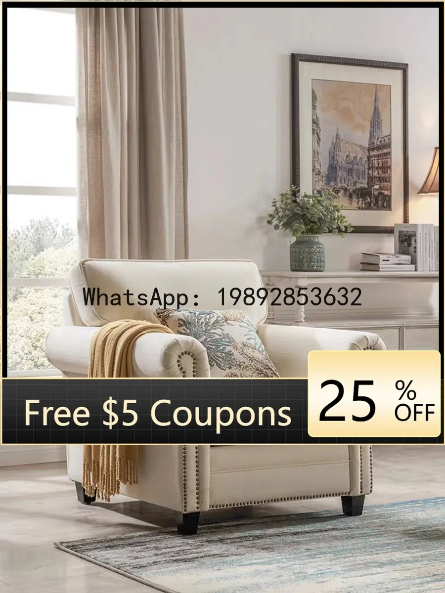 

Z3 Fabric Sofa Modern Small Apartment Three-Seater Home Retro Cotton Linen Country Living Room Furniture Set