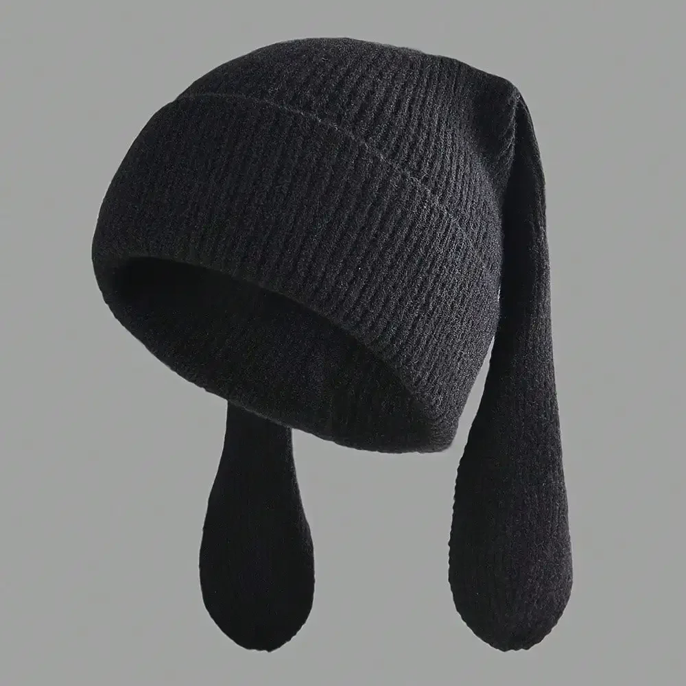 

Bunny Ears Knit Breathable Beanie, Stretchable Skull Hand Washable, Soft Warm Style, Women's Autumn Winter Fashion Accessory