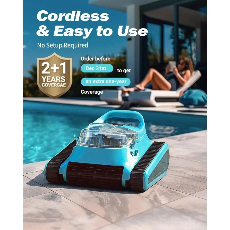 Aspiradora de piscina para piscinas enterradas: limpiadores robóticos de piscinas automáticos inalámbricos HISION para limpieza de paredes de piscinas y líneas de agua