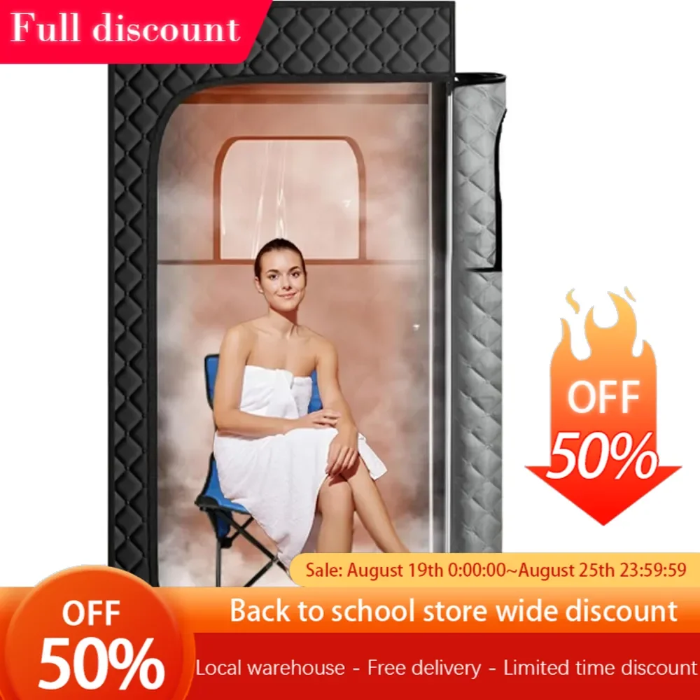 

Portable Sauna Room, Home Sauna with 3L 1200W Steam Engine, Remote Control, Folding Chairs, Black (31 * 31 * 71inch) Steam Sauna