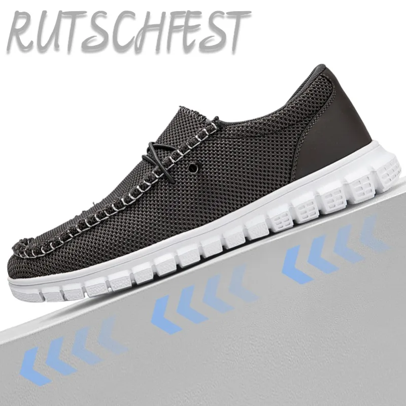 

Мужские повседневные лоферы без шнуровки с сеткой, дышащие удобные прогулочные кроссовки, обувь для вождения на плоской подошве с вулканизированной подошвой, прочная обувь