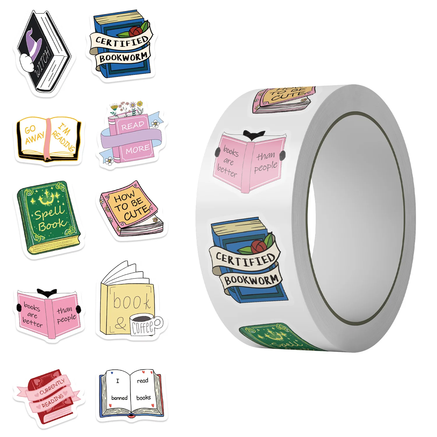 Rouleau d'autocollants anglais pour livre de lecture, 500 pièces/rouleau, pour ordinateur portable, vélo, guitare, Skateboard, Graffiti imperméable pour enfants, DIY bricolage