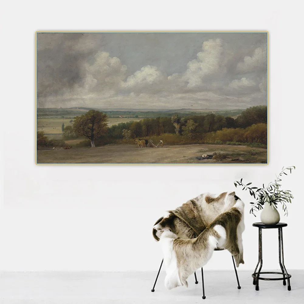 Citon John Constable《Ploughing Scene in Suffolk》Canvas Oil painting Artwork Poster Picture Backdrop Wall Decor Home Decoration