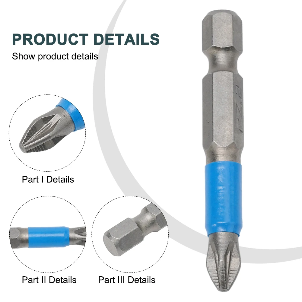 Non-slip Screwdriver Bit Set Electric Impact 50mm PH1/PH2/PH3/PZ1/PZ2/PZ3 Anti Slip Electric Tip Driver Drill Set Tools