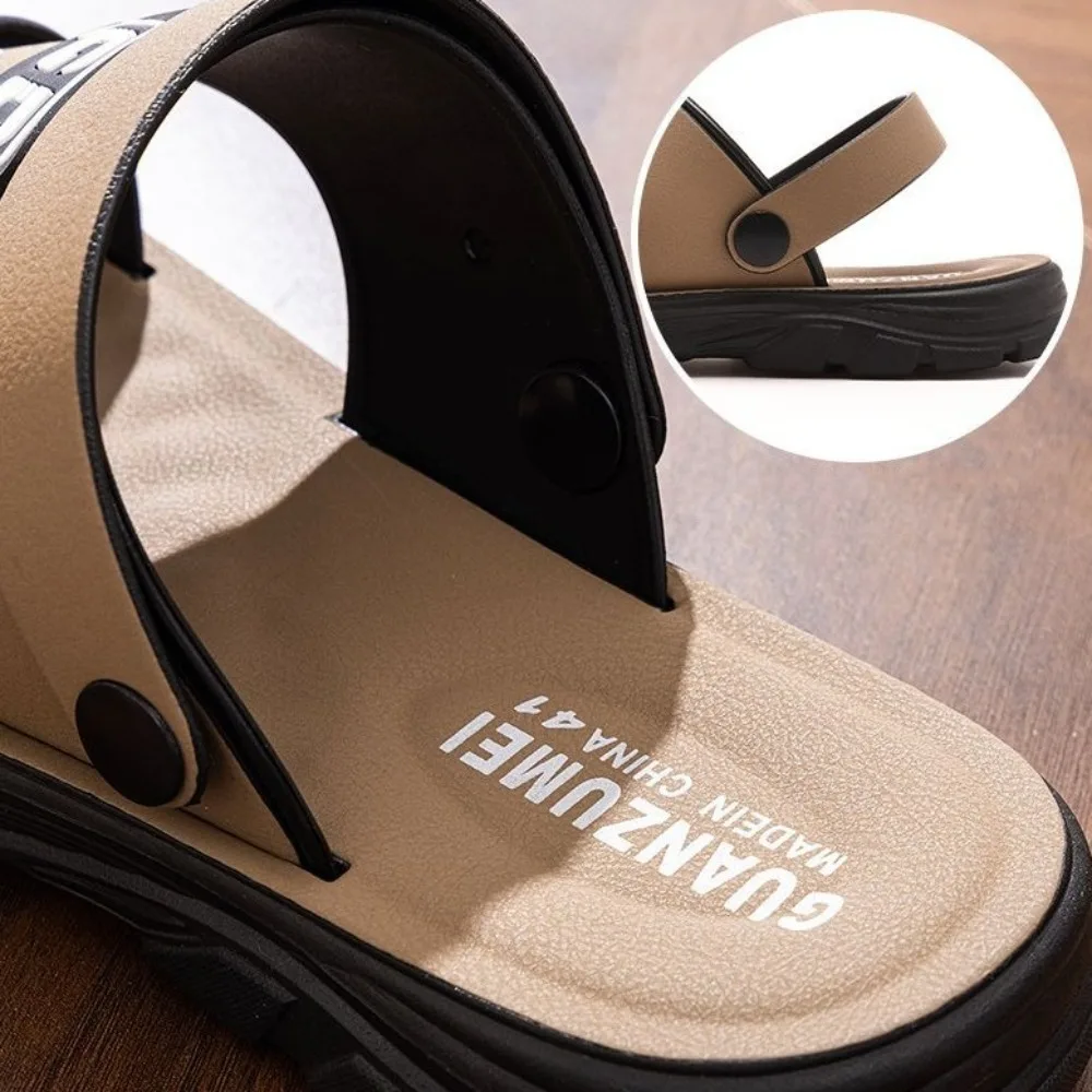 لينة الصلبة سميكة سوليد النعال بولي Leather الجلود بحر الشرائح الصنادل الرجال المضادة للانزلاق أحذية الكاحل أبازيم الصنادل الصيف