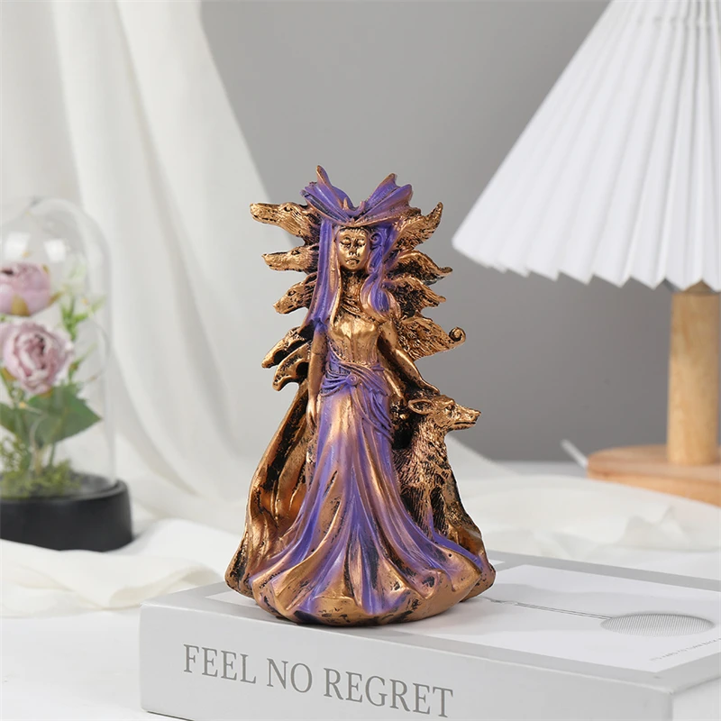 Hecate Greek Goddess Of Magic With Her Hounds Statue Figurine Modern Art Resin Witch Hound Sculpture Home Living Room Decoration