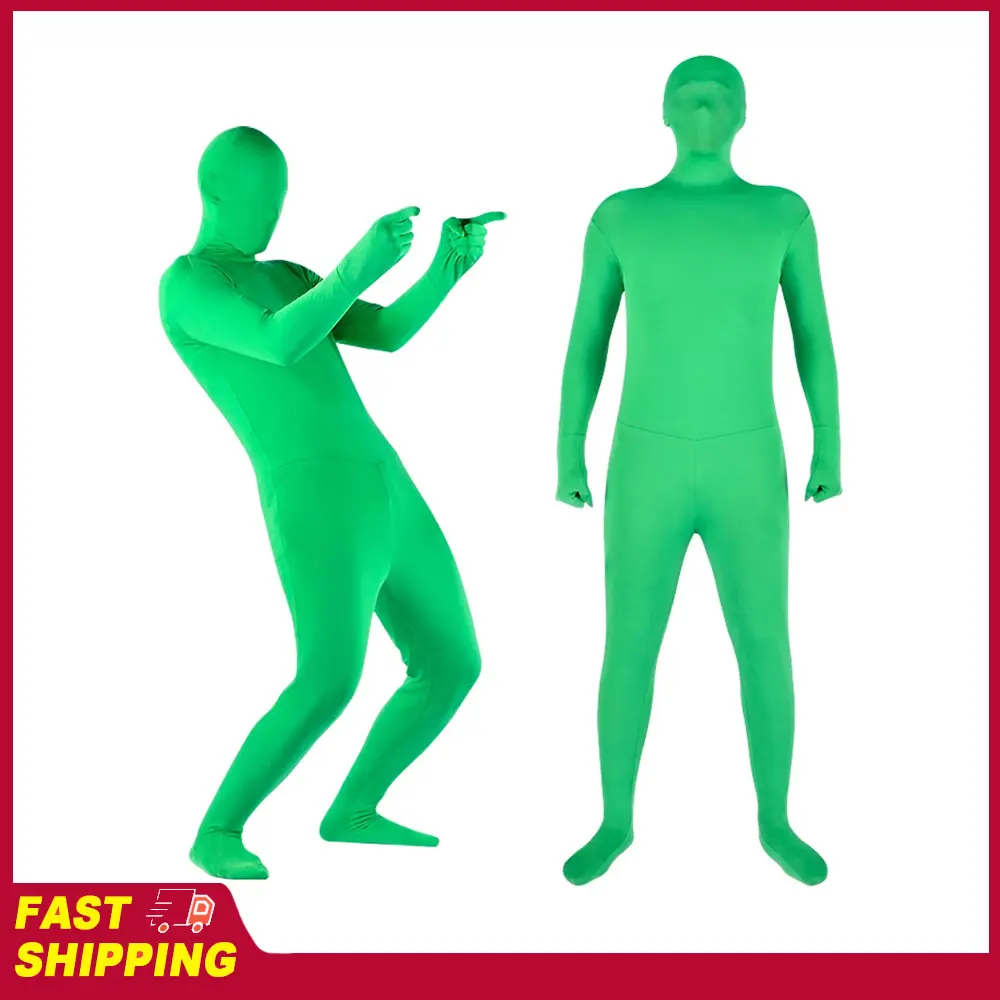Unisex Adult Green Bodysuit Stretch Costume Full Body Photography Chromakey Green Suit for Photo Video Special Effect Cosplay