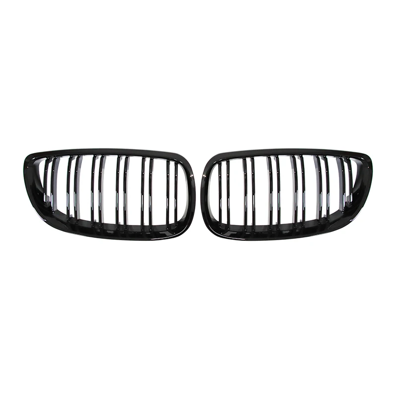 Double Line Slat Grille Car Front Bumper Grilles Kidney For BMW 3 Series E92 E93 M3 2006-2009 Racing Grill  Gloss Black 2 Door