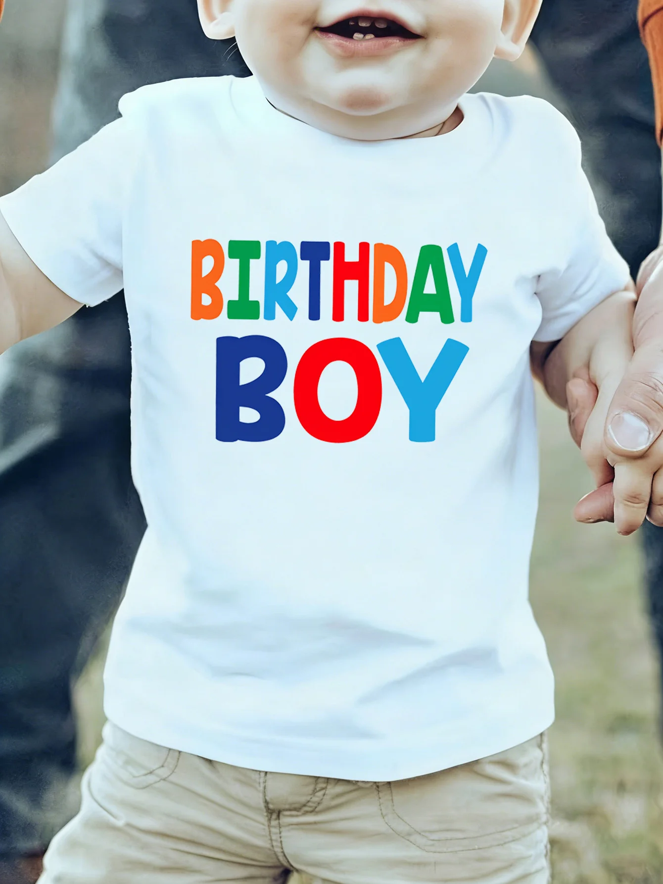 Vibrant Multicolor Birthday Boy Text Celebration Art Print Kids T Shirt Boys Girls Family Matching Summer Crew Neck Casual Tee
