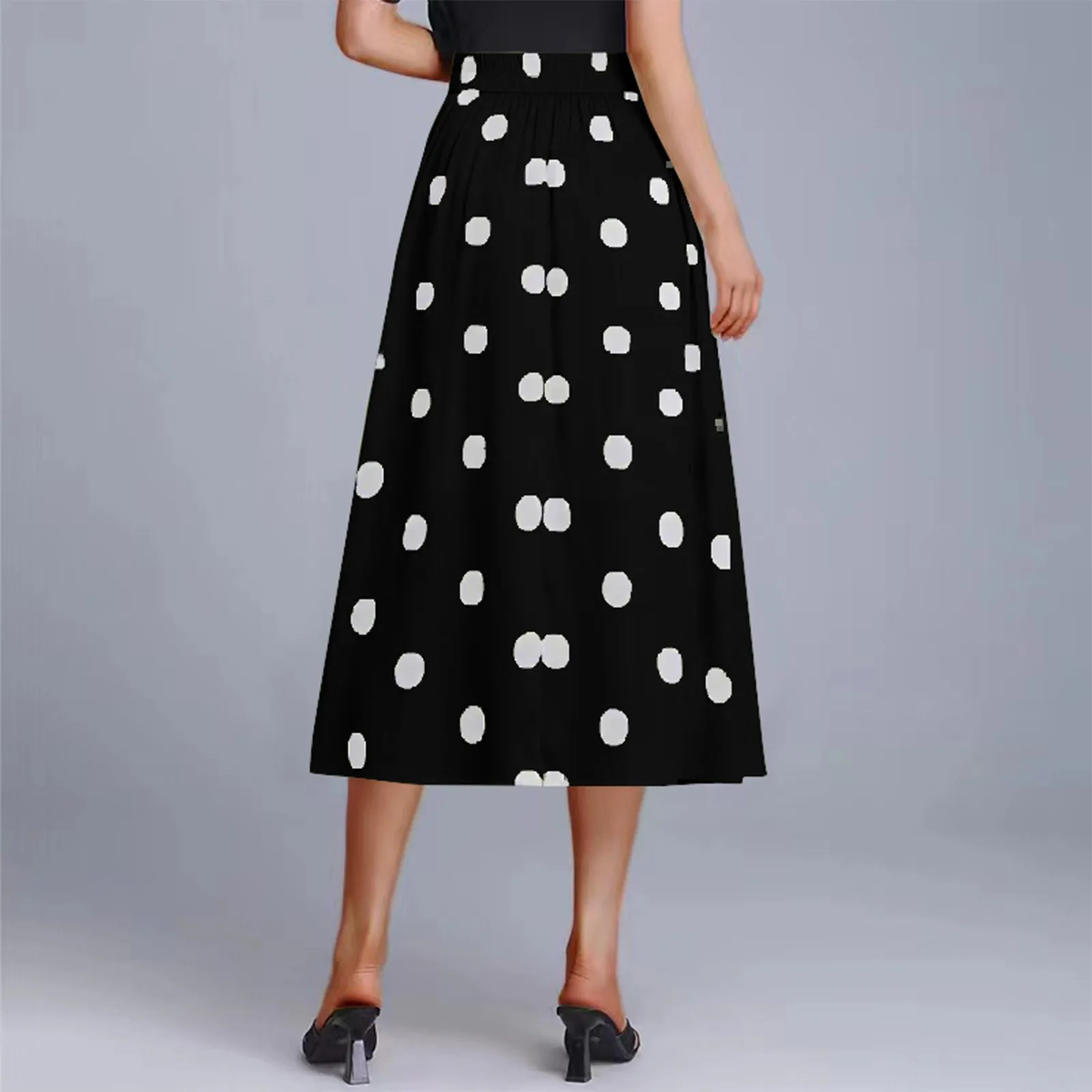 Franse elegante stippenrok voor dames hoge taille retro stippenrokken losse zomer halflange A-lijn rok