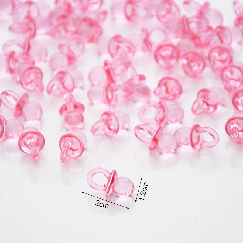 50/100Pcs Mini Acrylic Blue Pink Pacifier Nipple Confetti For Baby Shower Decoration Gender Reveal Table Scatter Birthday Party