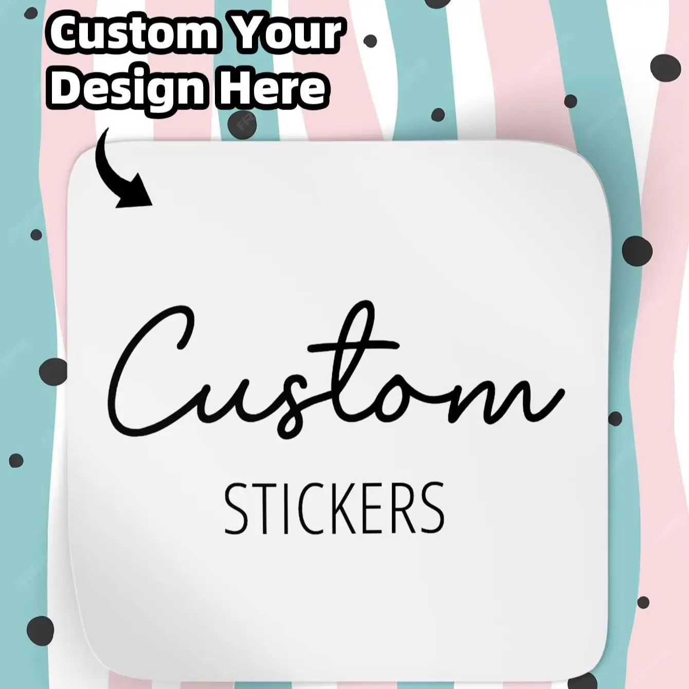 1/60/120/240  PCS  Custom Square PVC Stickers Waterproof Personalized for Party, Label, Packaging