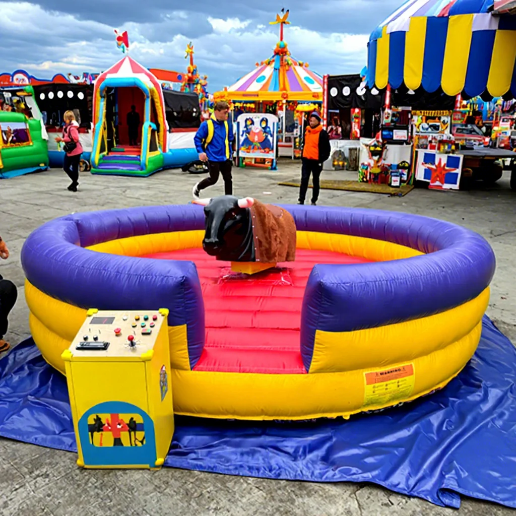 Inflatable Mechanical Bull Riding Game for Amusement Park Team Building Fun Interactive Outdoor Entertainment