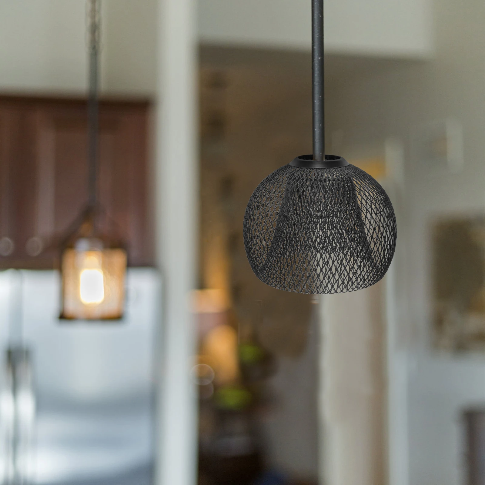 قفص معدني غطاء مصباح الكرة شكل شبكة جوفاء ل قلادة ثريا تركب بالسقف استبدال غطاء معلق ضوء الظل الإضاءة #2