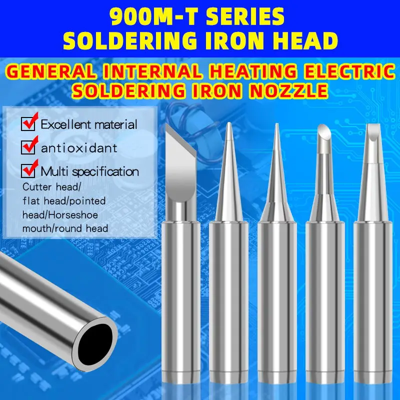 1PCS Silver Soldering Iron Tip 900M-T Series Lead-Free Rock Iron Tip 900M-T-K/900M-T-B/900M-T-I/900M-T-3C