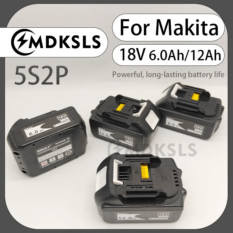 

2026 NEW for Makita 18V 6/12Ah Rechargeable Power Tools Battery with LED Li-ion Replacement LXT BL1860B BL1860 BL1850+3A Charger