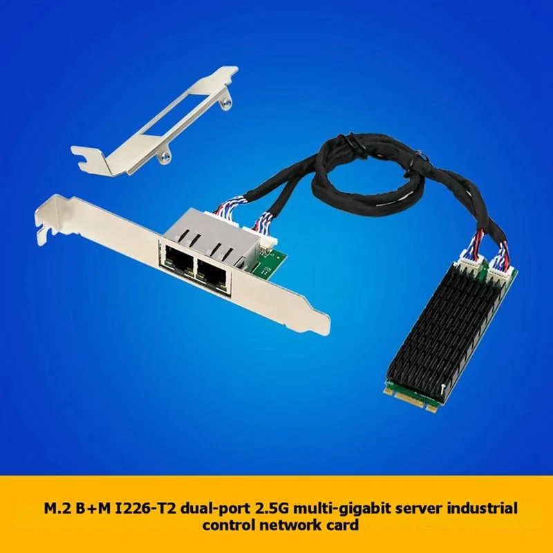 M.2 B+M KEY I226-T2 Industrial Grade 2.5G Gigabit Ethernet Card Dual Port Network Card Gigabit Ethernet Adapter [To&On-e]