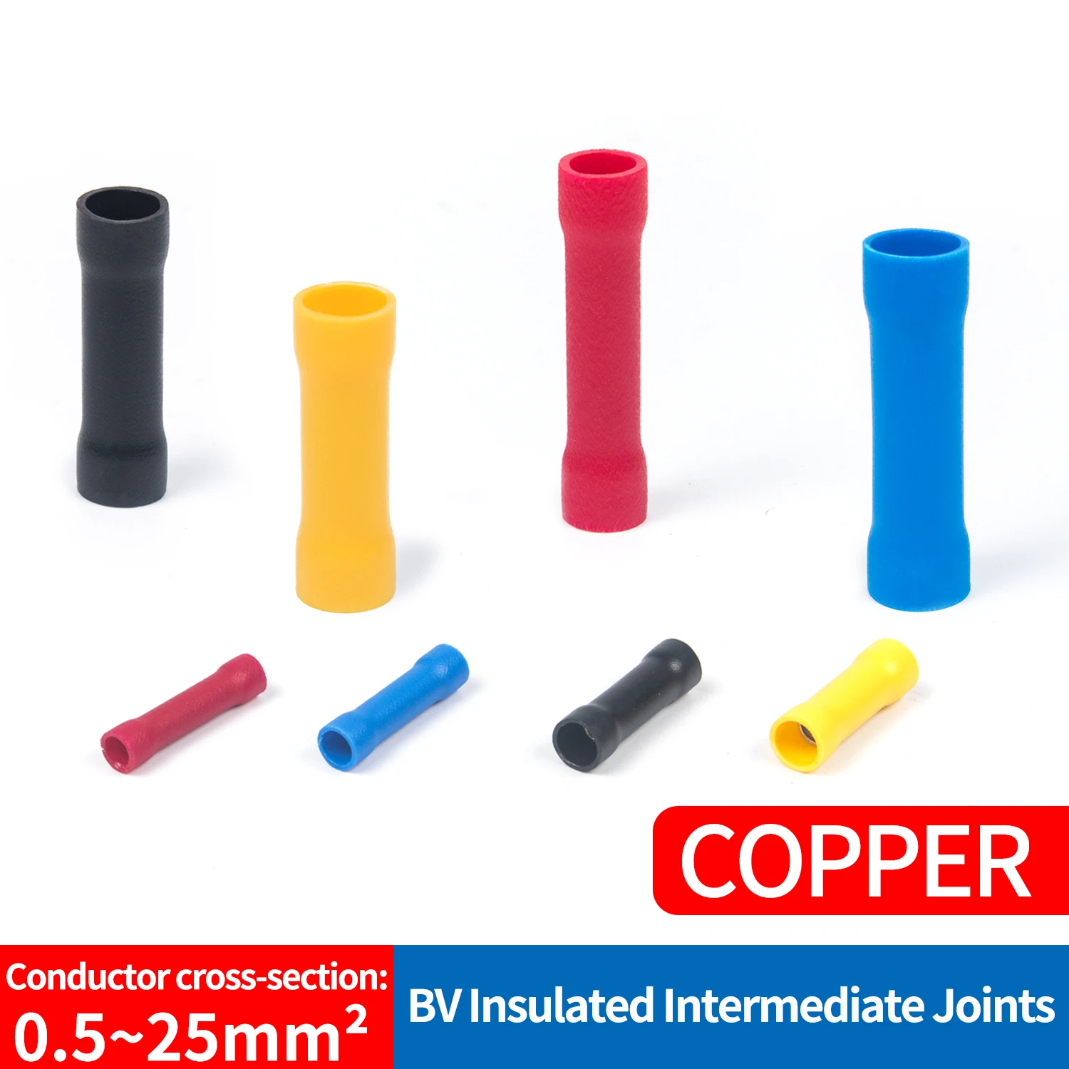 

Terminal crimp Intermediate link tube Quick wiring Tube type fully insulated Cold pressed copper terminals BV1.25 BV2 BV5.5 BV8