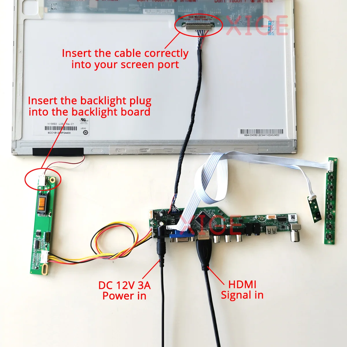 Fit LG LP154WX4 1CCFL Inverter Laptop Panel Audio VGA USB Remote 30Pins LVDS 15.4\