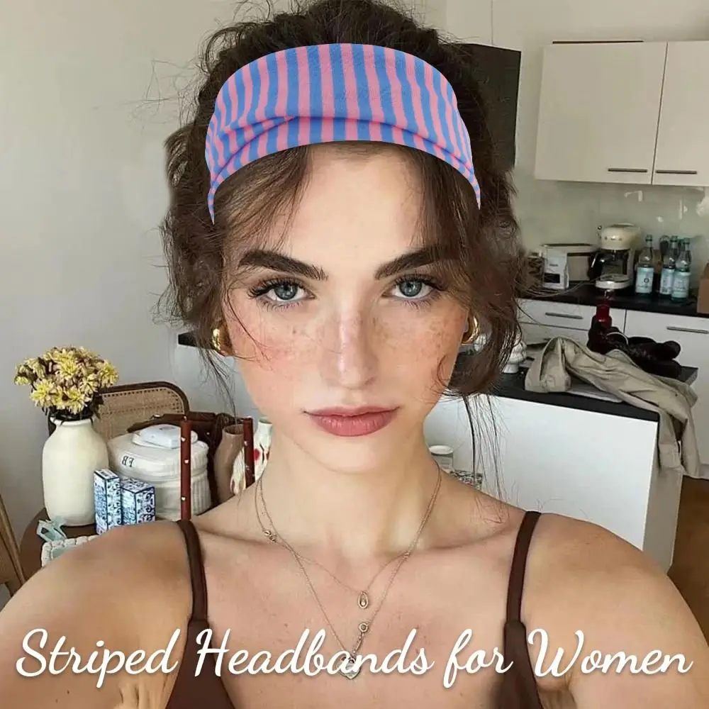 

Новая спортивная повязка на голову с полосками, впитывающая пот, из эластичного полиэстера, нескользящая, для фитнеса.